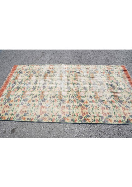 Eskitme Halı, Türk Halısı, Halı, 130 x 249 cm Bej Halı, Yün Alan Halı, Banyo Halı, 6426