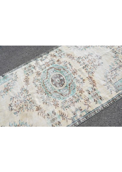 Türk Halısı, Eskitme Halı, Halı, 135 x 280 cm Yeşil Halı, Dekoratif Oturma Odası Halı, 6441
