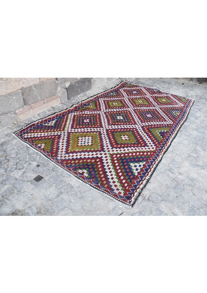 Eskitme Halı, Türk Halısı, Halı, 200 x 324 cm Kırmızı Halı, Dekoratif Salon Halı, 1593