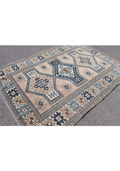 Türk Halısı, Eskitme Halı, Halı, 185 x 251 cm Mavi Halı, Anadolusı Salon Halı, Yün Salon Halı, 7707