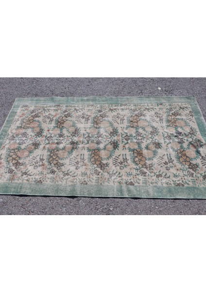 Türk Halısı, Eskitme Halı, Halı, 113 x 203 cm Bej Halı, Anadolusı Banyo Halı, Dekoratif Banyo Halı, 6
