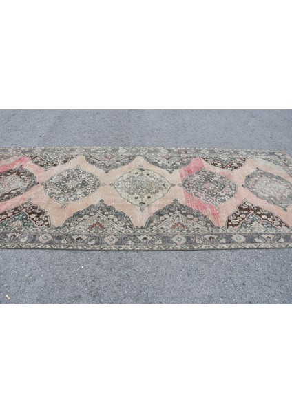 Eskitme Halı, Türk Halısı, Halı, 146 x 356 cm Bej Halı, El Dokuma Büyük Halı, Ofice Salon Halı, 8013
