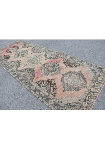 Eskitme Halı, Türk Halısı, Halı, 146 x 356 cm Bej Halı, El Dokuma Büyük Halı, Ofice Salon Halı, 8013