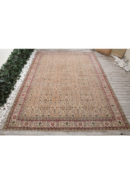 Eskitme Halı, Türk Halısı, Halı, 195 x 276 cm Bej Halı, Dekoratif Oturma Odası Halı, 8043