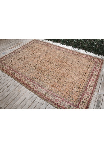 Eskitme Halı, Türk Halısı, Halı, 195 x 276 cm Bej Halı, Dekoratif Oturma Odası Halı, 8043