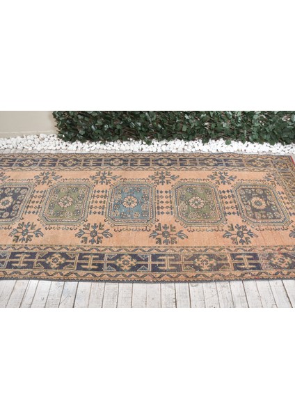 Eskitme Halı, Türk Halısı, Halı, 132 x 312 cm Bej Halı, Organik Salon Halı, Kabilesı Büyük Halı, 8034