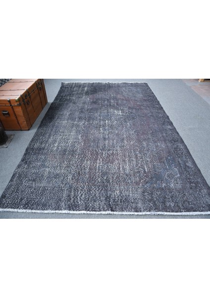 Eskitme Halı, Türk Halısı, Halı, 205 x 335 cm Siyah Halı, Salon Halı, Organik Büyük Boy Halı, 11841