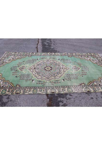 Türk Halısı, Eskitme Halı, Halı, 161 x 321 cm Yeşil Halı, Bohemsı Salon Halı, Dekoratif Yer Halı, 488 modelleri