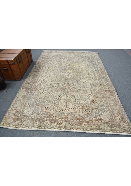 Türk Halısı, Eskitme Halı, Halı, 192 x 290 cm Bej Halı, Kabilesı Salon Halı, Organik Salon Halı, 1194