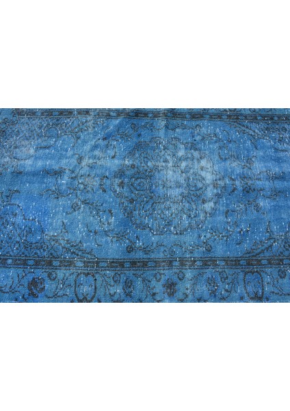 Eskitme Halı, Türk Halısı, Halı, 117 x 206 cm Mavi Halı, Bohemsı Alan Halı, Organik Banyo Halı, 7087