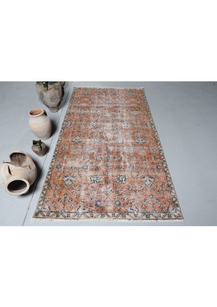 Eskitme Halı, Türk Halısı, Halı, 116 x 223 cm Turuncu Halı, El Dokuma Banyo Halı, 8335