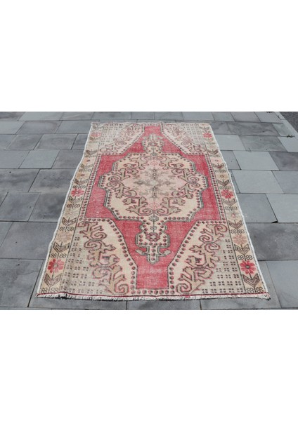 Eskitme Halı, Türk Halısı, Halı, 130 x 194 cm Kırmızı Halı, Yün Banyo Halı, El Yapımı Alan Halı, 2863