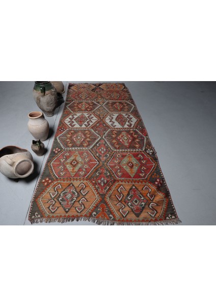 Eskitme Halı, Türk Halısı, Halı, 120 x 290 cm Yeşil Halı, Ofice Alan Halı, Dekoratif Banyo Halı, 8348