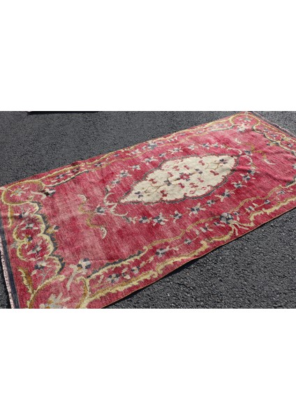 Eskitme Halı, Türk Halısı, Halı, 130 x 268 cm Kırmızı Halı, El Yapımı Banyo Halı, 3290