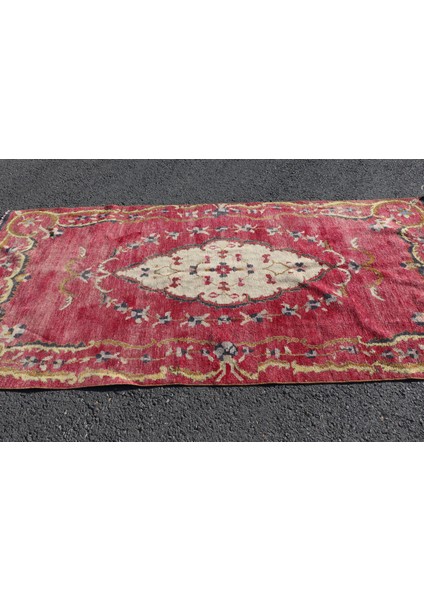 Eskitme Halı, Türk Halısı, Halı, 130 x 268 cm Kırmızı Halı, El Yapımı Banyo Halı, 3290