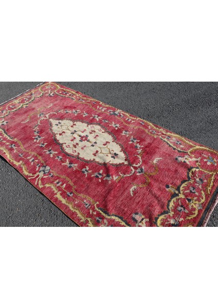 Eskitme Halı, Türk Halısı, Halı, 130 x 268 cm Kırmızı Halı, El Yapımı Banyo Halı, 3290