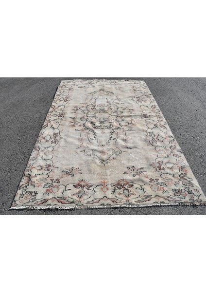 Türk Halısı, Eskitme Halı, Halı, 174 x 277 cm Bej Halı, El Yapımı Yer Halı, Bahçe Oturma Odası Halı,