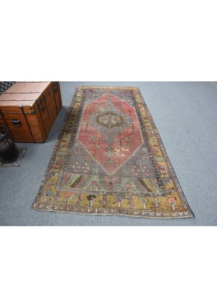 Eskitme Halı, Türk Halısı, Halı, 131 x 279 cm Kahverengi Halı, Bahçe Banyo Halı, Kabilesı Banyo Halı,