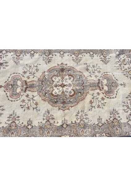 Eskitme Halı, Türk Halısı, Halı, 113 x 205 cm Bej Halı, Yün Banyo Halı, Anadolusı Banyo Halı, 6155