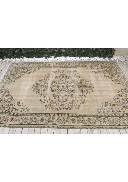 Eskitme Halı, Türk Halısı, Halı, 155 x 250 cm Bej Halı, El Yapımı Yer Halı, Dekoratif Salon Halı, 376