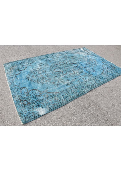 Eskitme Halı, Türk Halısı, Halı, 175 x 277 cm Mavi Halı, Ofice Yer Halı, Yün Salon Halı, 9146