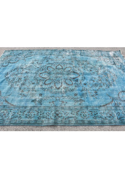 Eskitme Halı, Türk Halısı, Halı, 175 x 277 cm Mavi Halı, Ofice Yer Halı, Yün Salon Halı, 9146