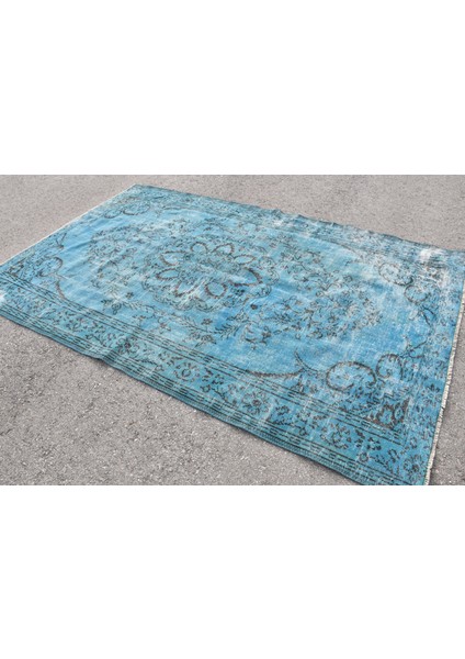 Eskitme Halı, Türk Halısı, Halı, 175 x 277 cm Mavi Halı, Ofice Yer Halı, Yün Salon Halı, 9146