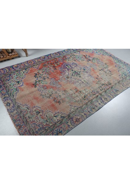 Türk Halısı, Eskitme Halı, Halı, 161 x 255 cm Kırmızı Halı, Bahçe Yer Halı, Organik Oturma Odası Halı,