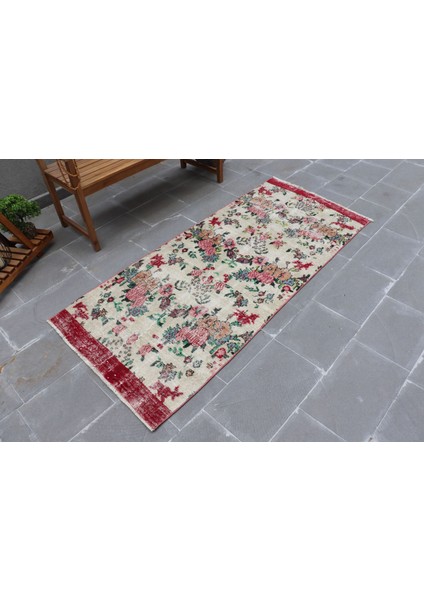 Türk Halısı, Eskitme Halı, Halı, 89 x 205 cm Kırmızı Halı, El Yapımı Yatak Odası Halı, 2886