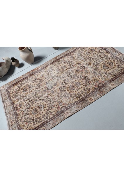 Eskitme Halı, Türk Halısı, Halı, 110 x 203 cm Bej Halı, El Yapımı Alan Halı, Banyo Halı, 8425 fiyatları