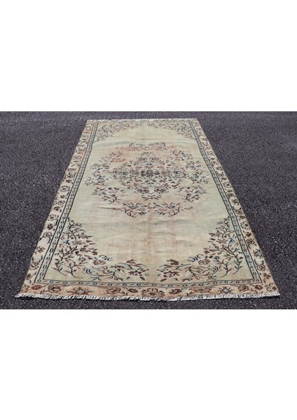 Türk Halısı, Eskitme Halı, Halı, 162 x 252 cm Yeşil Halı, Organik Büyük Halı, Oturma Odası Halı, 250