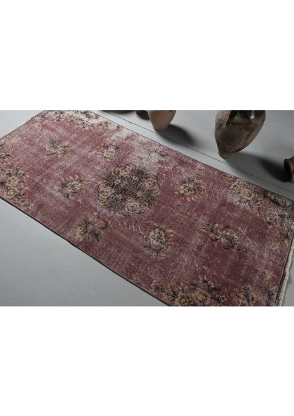 Eskitme Halı, Türk Halısı, Halı, 105 x 220 cm Mor Halı, Bahçe Banyo Halı, El Dokuma Alan Halı, 8429