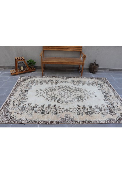Türk Halısı, Eskitme Halı, Halı, 168 x 257 cm Bej Halı, Organik Oturma Odası Halı, 2981