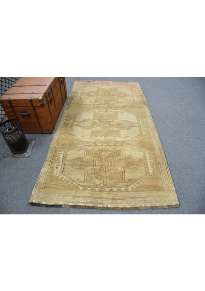 Türk Halısı, Eskitme Halı, Halı, 130 x 250 cm Bej Halı, Yün Alan Halı, Anadolusı Banyo Halı, 12071