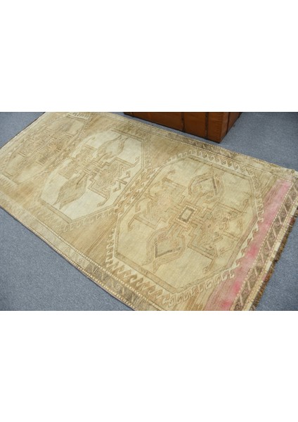 Türk Halısı, Eskitme Halı, Halı, 130 x 250 cm Bej Halı, Yün Alan Halı, Anadolusı Banyo Halı, 12071