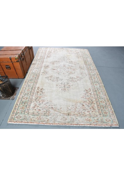 Eskitme Halı, Türk Halısı, Halı, 164 x 261 cm Yeşil Halı, Dekoratif Yer Halı, Organik Oturma Odası Hal