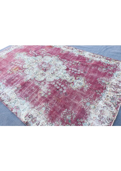 Türk Halısı, Eskitme Halı, Halı, 208 x 315 cm Mor Halı, El Yapımı Büyük Boy Halı, 9707