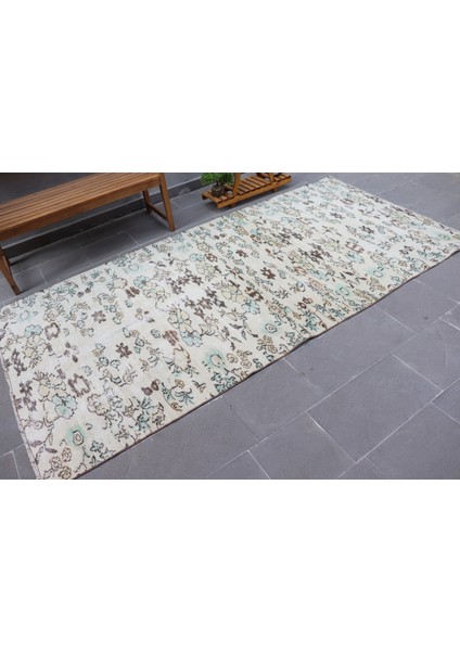 Türk Halısı, Eskitme Halı, Halı, 143 x 297 cm Bej Halı, El Dokuma Yer Halı, Anadolusı Büyük Halı, 429