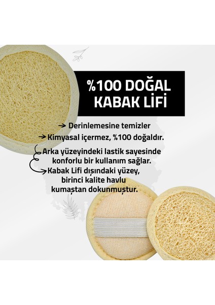 (3 Adet) Doğal Kabak Lifi Banyo Yüz ve Vücut Kesesi Peeling Etkili