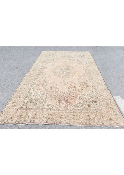 Türk Halısı, Eskitme Halı, Halı, 204 x 351 cm Bej Halı, Dekoratif Yer Halı, El Dokuma Salon Halı, 788
