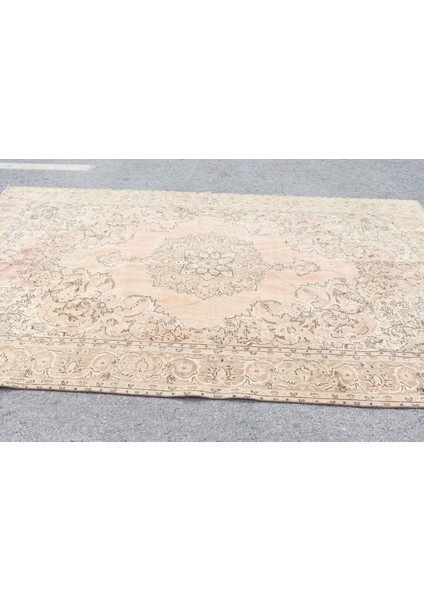 Türk Halısı, Eskitme Halı, Halı, 204 x 351 cm Bej Halı, Dekoratif Yer Halı, El Dokuma Salon Halı, 788 modelleri