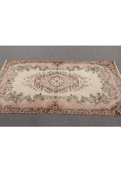 Türk Halısı, Eskitme Halı, Halı, 108 x 211 cm Bej Halı, Bahçe Banyo Halı, El Yapımı Banyo Halı, 9782