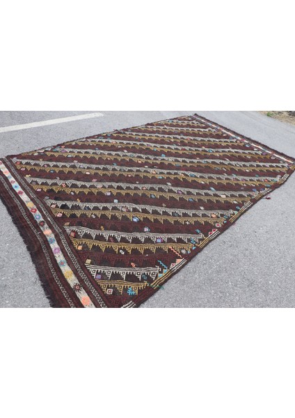 Eskitme Halı, Türk Halısı, Halı, 206 x 334 cm Kırmızı Halı, Yün Büyük Halı, Bohemsı Salon Halı, 7429