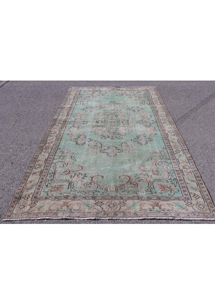 Eskitme Halı, Türk Halısı, Halı, 175 x 280 cm Yeşil Halı, Oturma Odası Halı, Dekoratif Büyük Halı, 6