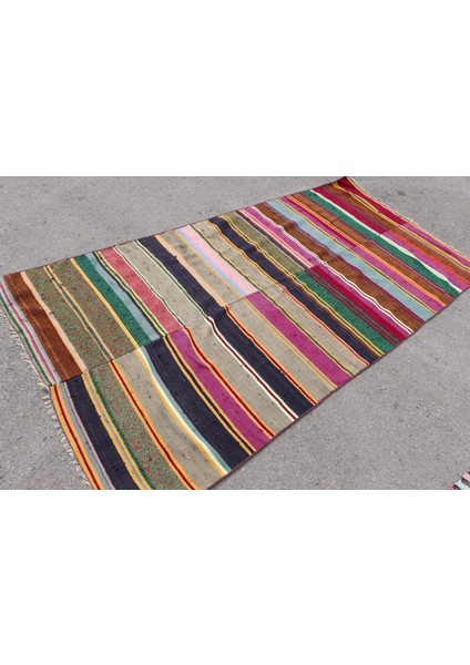 Türk Halısı, Eskitme Halı, Halı, 131 x 267 cm Mor Halı, Banyo Halı, El Yapımı Banyo Halı, 7418