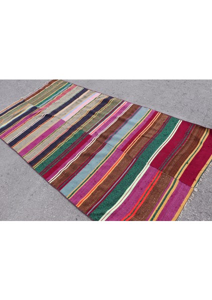 Türk Halısı, Eskitme Halı, Halı, 131 x 267 cm Mor Halı, Banyo Halı, El Yapımı Banyo Halı, 7418