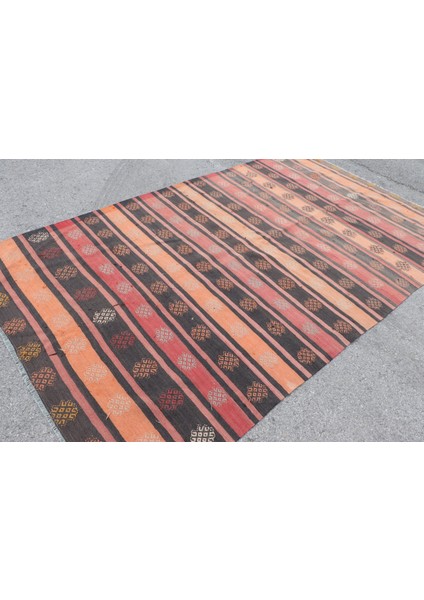 Eskitme Halı, Türk Halısı, Halı, 166 x 289 cm Turuncu Halı, Yün Oturma Odası Halı, 7430