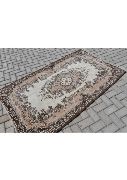 Türk Halısı, Eskitme Halı, Halı, 114 x 200 cm Kahverengi Halı, El Dokuma Banyo Halı, 9304