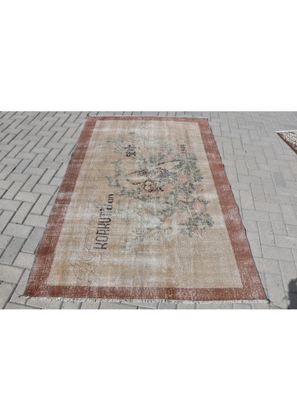 Eskitme Halı, Türk Halısı, Halı, 136 x 206 cm Bej Halı, El Dokuma Banyo Halı, Dekoratif Banyo Halı, 9