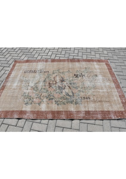 Eskitme Halı, Türk Halısı, Halı, 136 x 206 cm Bej Halı, El Dokuma Banyo Halı, Dekoratif Banyo Halı, 9 modelleri
